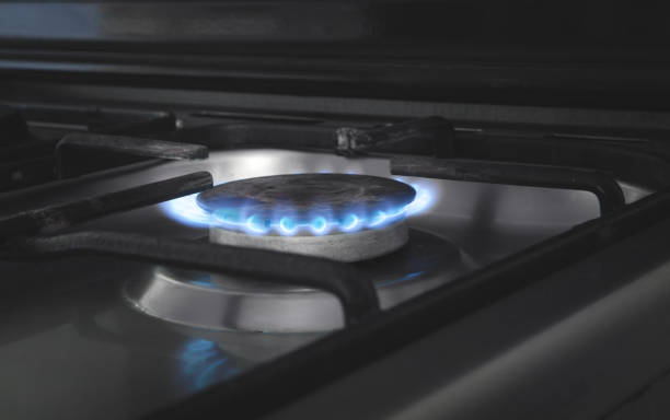 istock Gas burner with a burning fire. Kitchen gas 1277073000