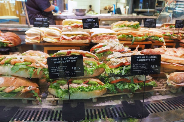 bread sandwich for sell display on food stall