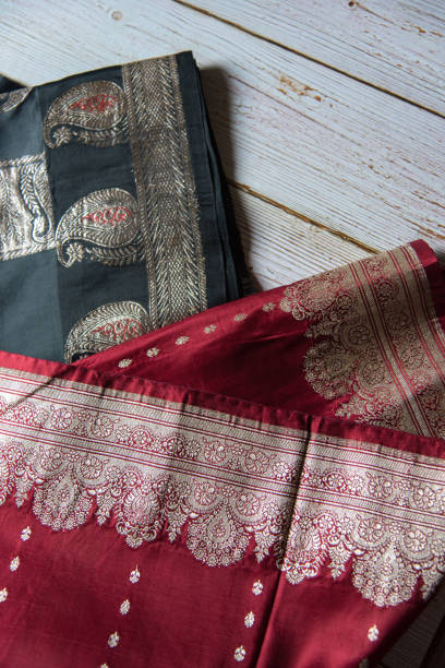 istock Black and red sari on a background 1277074882