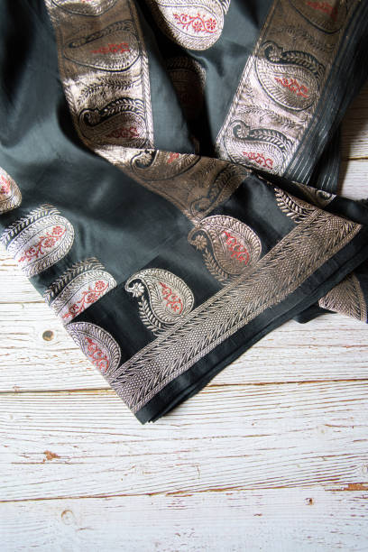 istock Traditional benarasi silk sari on a background 1277074922