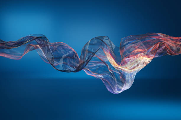Abstract background of colorful curved mesh wires ribbon