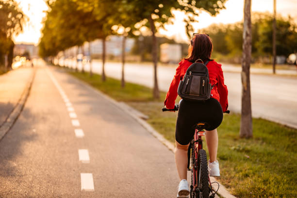 Young woman riding a bicycle