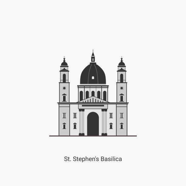St. Stephen's Basilica in Budapest, Hungary. It is one of the most visited attractions in Budapest. Famous landmark located in Pest,on St. Stephen's Square. Vector art illustration flat design. St. Stephen's Basilica in Budapest, Hungary. It is one of the most visited attractions in Budapest. Famous landmark located in Pest,on St. Stephen's Square. Vector art illustration flat design. tower illustrations stock illustrations