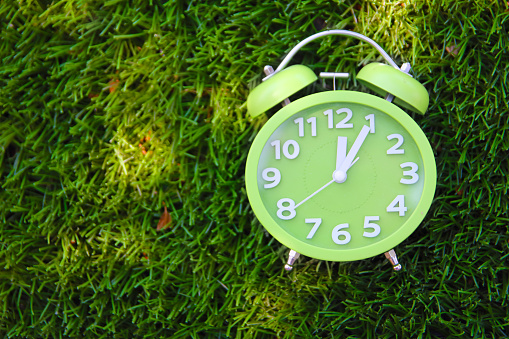 Alarm clock on the background, natural outdoor location