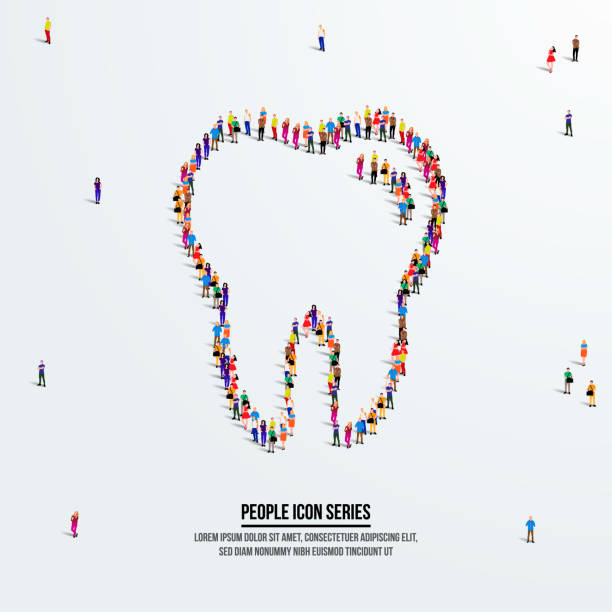 istock Tooth dental concept. A large group of people form to create a shape tooth. People icon series. Vector illustration. 1277087817