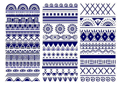 Seamless vector tribal. Vintage ethnic pattern backdrop. Tribal art in traditional classic seamless pattern in blue and white color. Good for wallpaper, cloth design, fabric, paper, textile