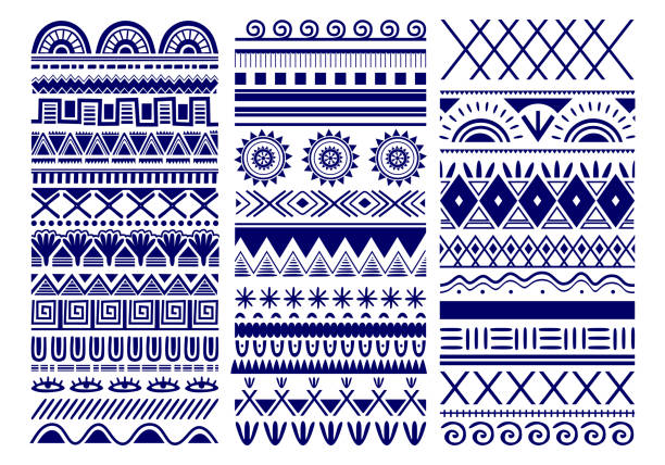 Seamless vector tribal. Vintage ethnic pattern backdrop. Tribal art in traditional classic seamless pattern in blue and white color. Good for wallpaper, cloth design, fabric, paper, textile Seamless vector tribal. Vintage ethnic pattern backdrop. Tribal art in traditional classic seamless pattern in blue and white color. Good for wallpaper, cloth design, fabric, paper, textile bohemian fashion stock illustrations