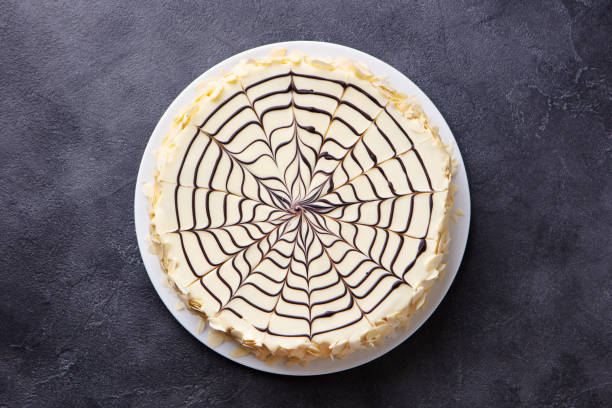 istock Traditional Hungarian Esterhazy cake, torte. Grey background. Top view. 1277089650