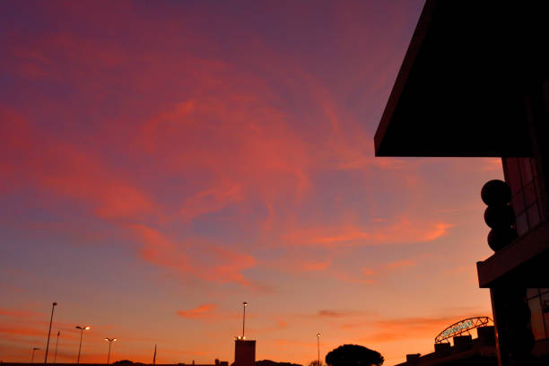Evening Sky at Florence Airport, Italy Beautiful red sky just after sunset, taken at Florence Airport, Italy. florence italy airport stock pictures, royalty-free photos & images