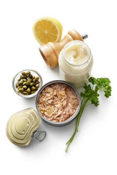 istock Seafood: Ingredients for Tuna Salad Isolated on White Background 1277091997