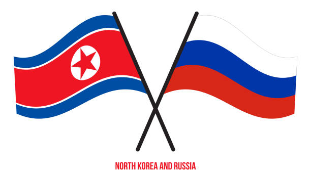 istock North Korea and Russia Flags Crossed And Waving Flat Style. Official Proportion. Correct Colors. 1277092720