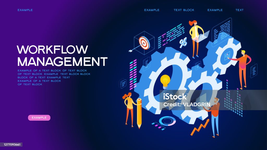 Workflow Banner Design Workflow Organization Concept Web Banner Stock Illustration - Download ...