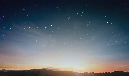 Abundant star on horizon sky Christmas night background