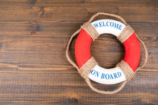 istock WELCOME ON BOARD. Career, education and teamwork concept. Lifebuoy with text 1277099037
