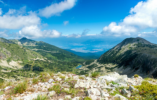 View at Bezbog peak and Desilishko lake in Pirin mountain. Bulgaria, Europe.