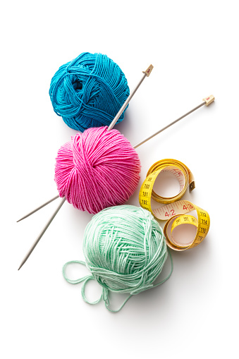 Textile: Knitting Items Isolated on White Background