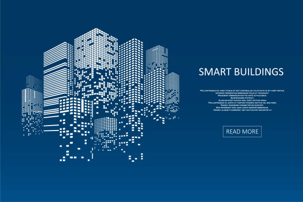 Smart building concept design Smart building concept design for city illustration. Graphic concept for your design. building technology stock illustrations