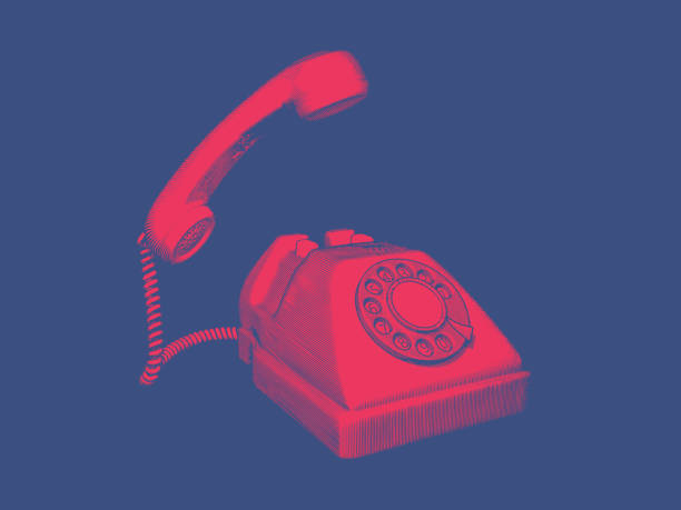 빈티지 다이얼 전화걸기의 인그레이빙 일러스트레이션 - telephone receiver illustrations stock illustrations