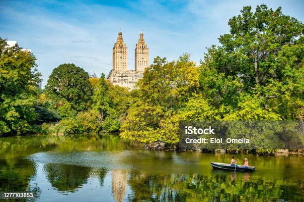 Beautiful Lake With Raw Boats In New York Central Park Stock Photo - Download Image Now