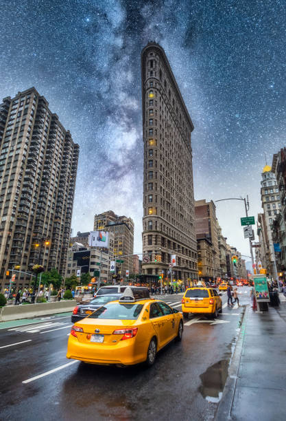 Flatiron building midtown district new york manhattan at night, USA