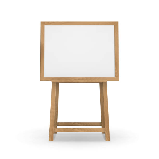istock Vector Wooden Brown Sienna Art Board Easel with Mock Up Empty Blank Horizontal Canvas in Frame Isolated on Background 1277106047