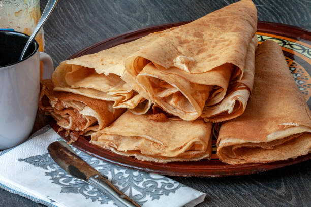 Fried wheat pancakes for snacks stock photo