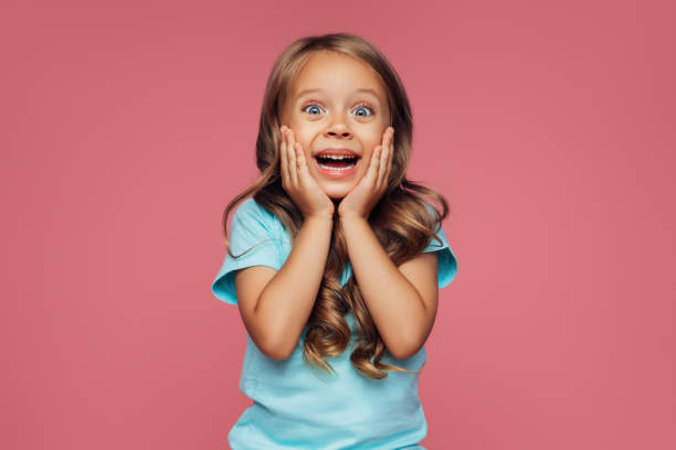 istock Funny girl on pink background 1277109175
