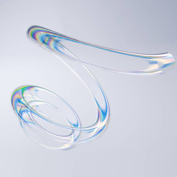 istock Abstract 3d swirl transparent glass with thin film effect design element, dispersion effect fluid shape 3d rendering 1277112505