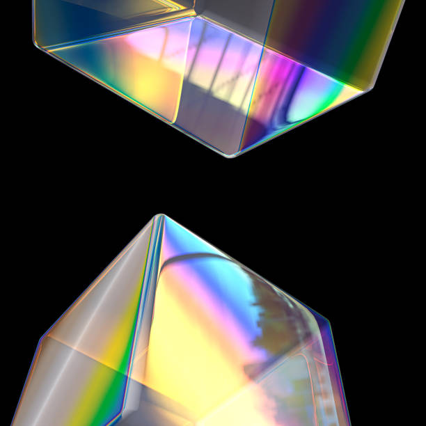 Abstract minimalist geometric design elements, art holographic transparent gradient, modern futuristic poster, dispersion and iridescent effect 3d rendering
