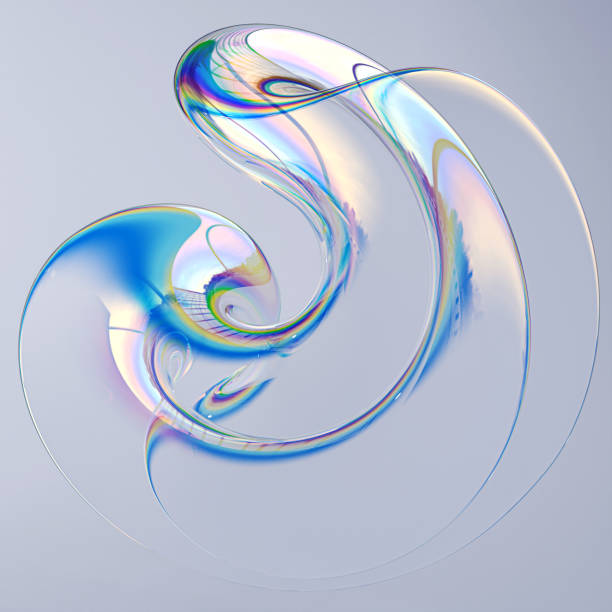 istock Colorful 3d fluid shape holographic gradient, geometric art poster template, dispersion effect glass 3d rendering 1277113142