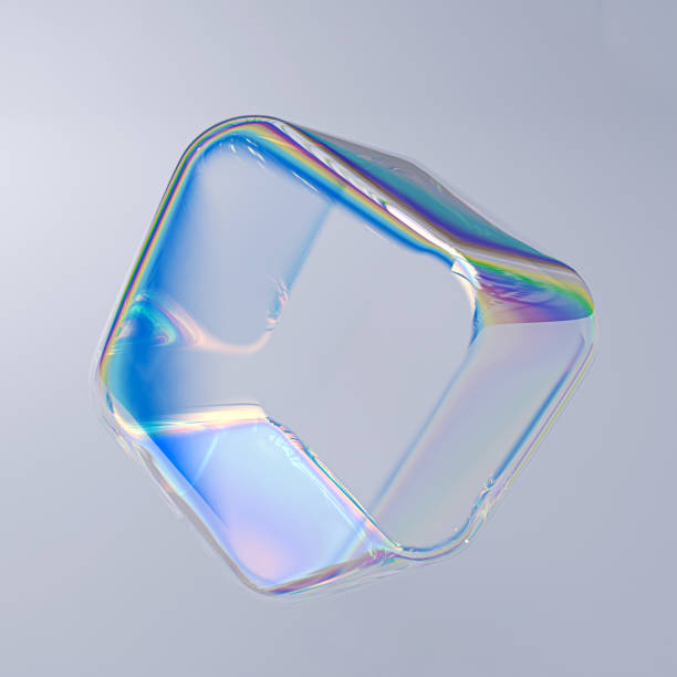 istock Abstract geometric 3d shape thin film effect, holographic spectral gradient texture, minimalist colorful art element isolated 3d rendering 1277113274