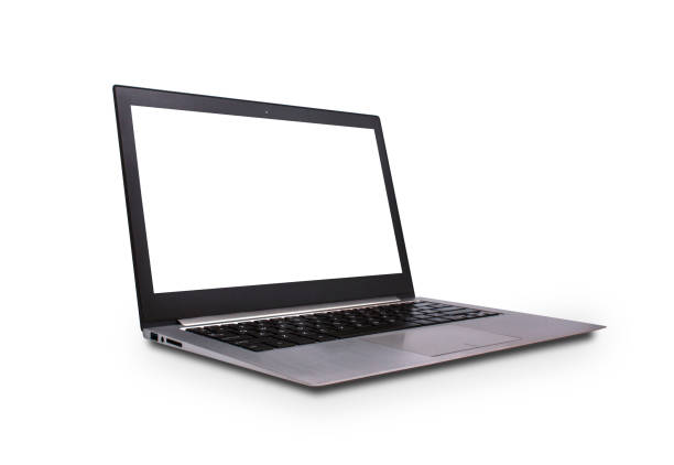 istock Left side view of Modern slim design laptop with blank screen, isolated on white background with clipping path 1277113676