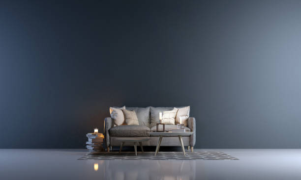 istock Modern loft living room and blue wall background interior design 1277113841