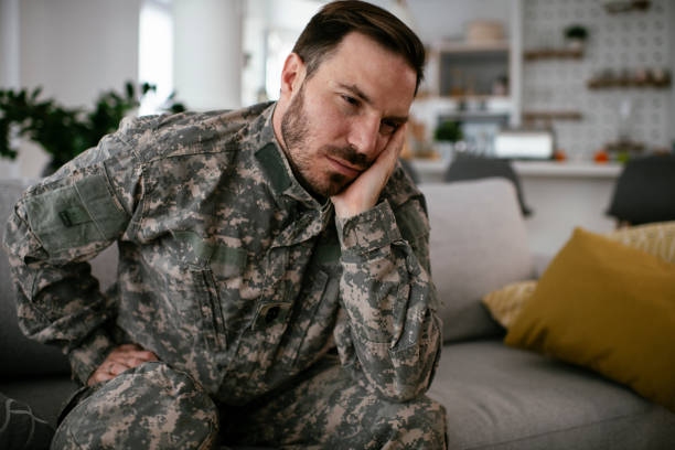 istock Young marine having PTSD. 1277114460