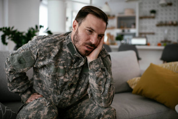 istock Young marine having PTSD. 1277114470