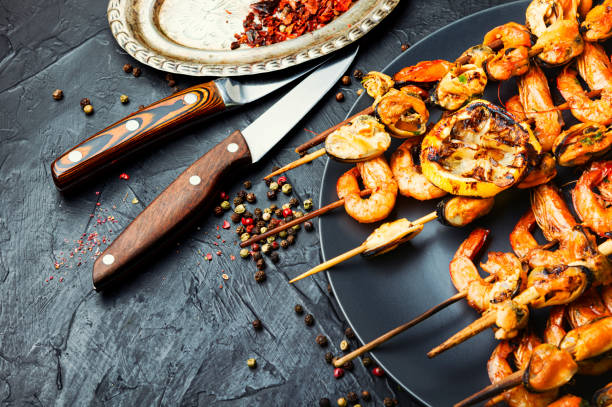 istock Grilled shrimps and mussels 1277115249
