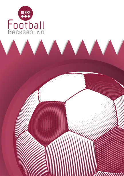 Vector illustration of Abstract football graphic template with Qatar flag pattern BG