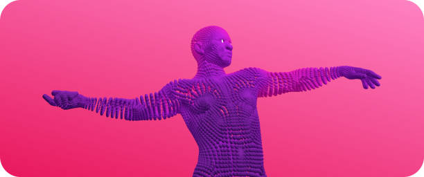istock Man with raised hands to the side. Concept communication. 3d vector illustration.