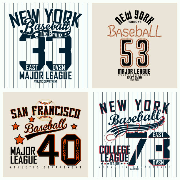 티셔츠 프린트 디자인 세트 - old fashioned baseball baseballs retro revival stock illustrations