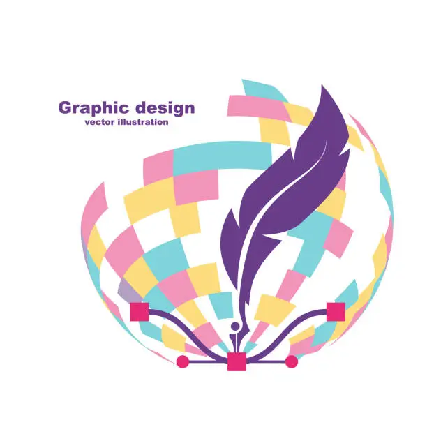 Vector illustration of Pen tool cursor. Creative color logo graphic design.