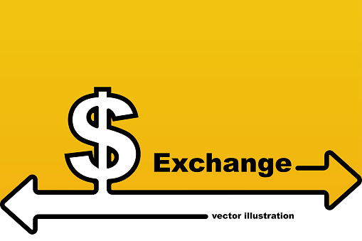 Exchange landing page. Abstract financial background for web pages. Banner template for money transactions. Vector illustration flat design. Minimal simple black line design. Money turnover.