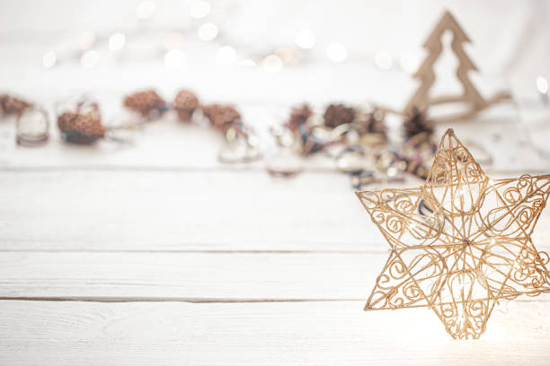 istock Festive new year background with a star and lights 1277124953