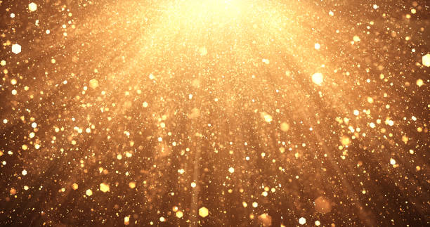 Falling Gold Glitter - Christmas, Celebration, Anniversary - Background Digitally generated image of falling gold particles, perfectly usable for a wide variety of topics like Christmas, luxury, success, celebration, etc. glamour stock pictures, royalty-free photos & images