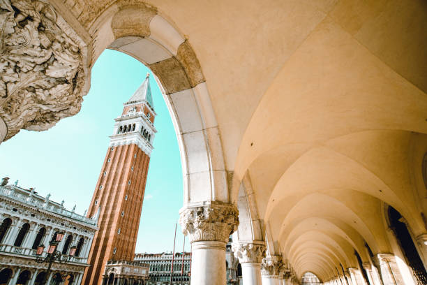 Low Angle View Of San Marco Tower In Venice, Italy