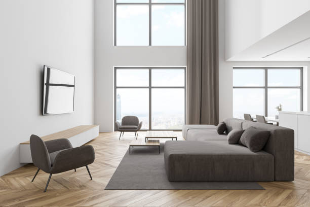 istock White living room with sofa and TV 1277127206
