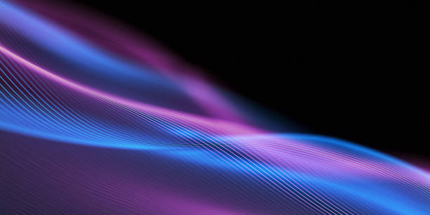 美しい波線の背景 - 青、紫、抽象的、コピースペース - textured effect abstract copy space blank ストックフォトと画像