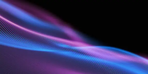 Photo of Beautiful Wave Lines Background - Blue, Purple, Abstract, Copy Space