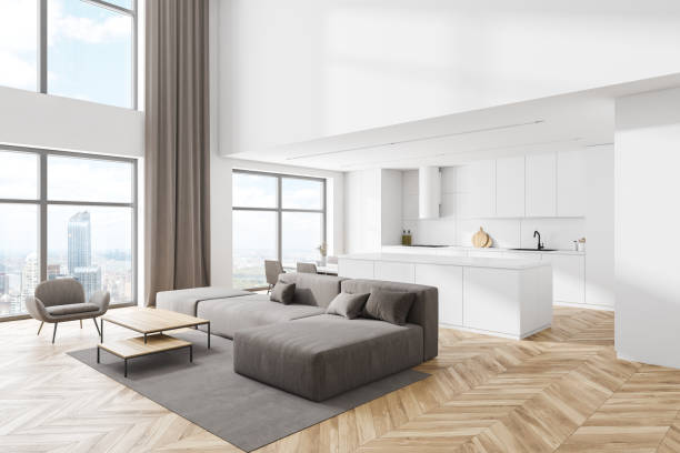 istock White kitchen and living room corner 1277132203