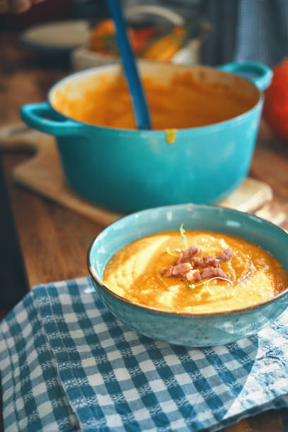 istock Comfort Food Pumpkin Soup with Roasted Bacon 1277134122
