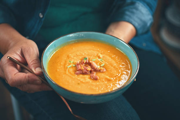 istock Comfort Food Pumpkin Soup with Roasted Bacon 1277134141